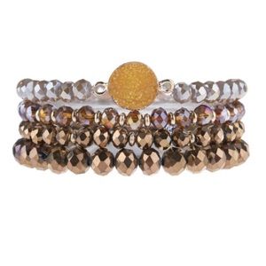 Druzy Charm Beaded Stacker Bracelet